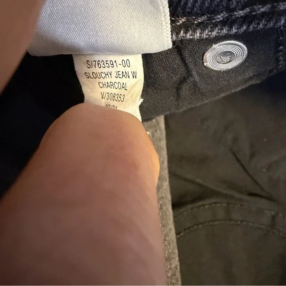 Old Navy High Rise Slouchy Straight Jeans Women 12 Charcoal Button Fly NWT - Picture 12 of 12